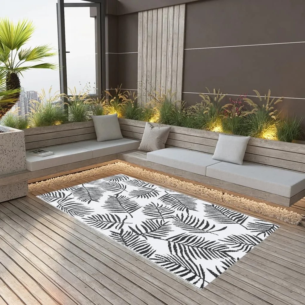 Tappeto Da Esterni Arakıl Bianco E Nero 120x180 Cm İn Pp /