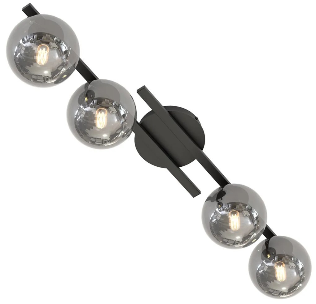 Plafoniera Moderna Nettuno Acciaio Nero 4 Luci E14 Ip20