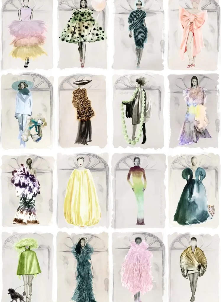 Cole & Son Carta da parati Couture Carousel with Windows - Pastel Pearl