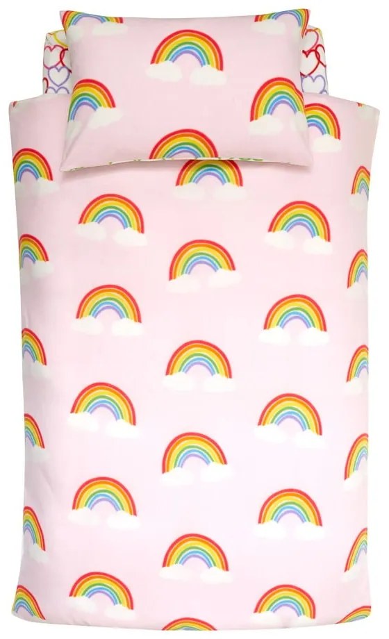 Biancheria da letto singola per bambini in flanella 135x200 cm Rainbow Hearts - Catherine Lansfield