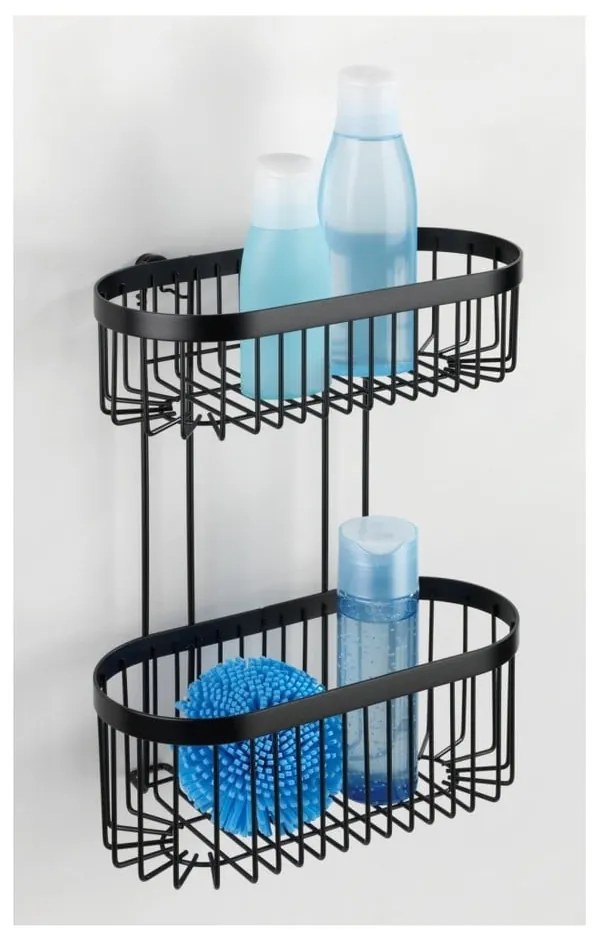 Cestino da parete nero a 2 livelli Classic Plus - Wenko