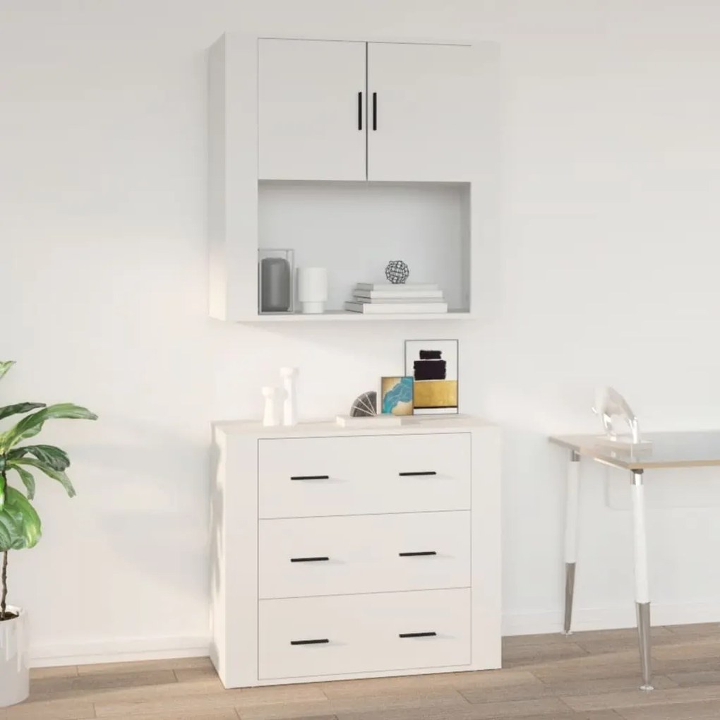 Mobile a parete bianco 80x33x80 cm in legno multistrato