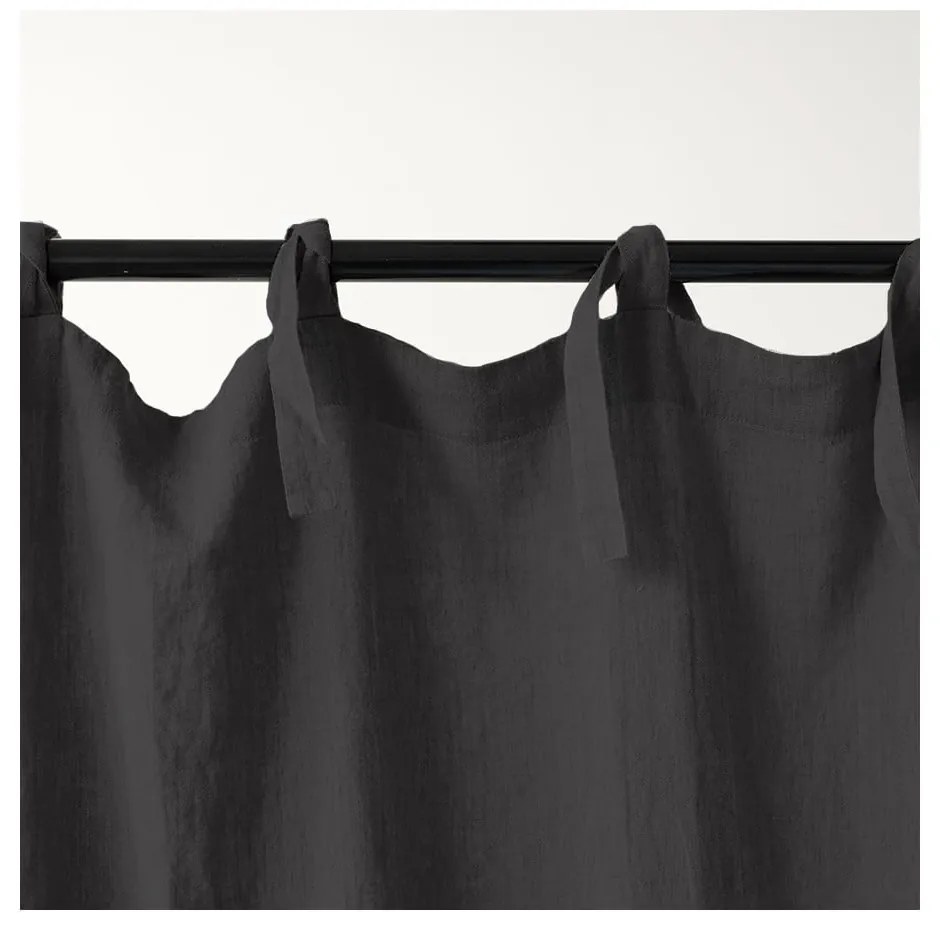Tenda di lino grigio scuro con passanti Night Time, 250 x 140 cm Dark Grey - Linen Tales