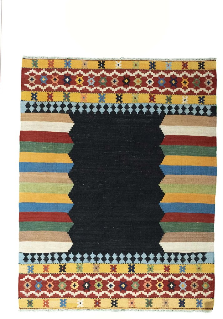 Kilim Tappeto persiano 140x180 Nero (Iran) Tessuto A Mano