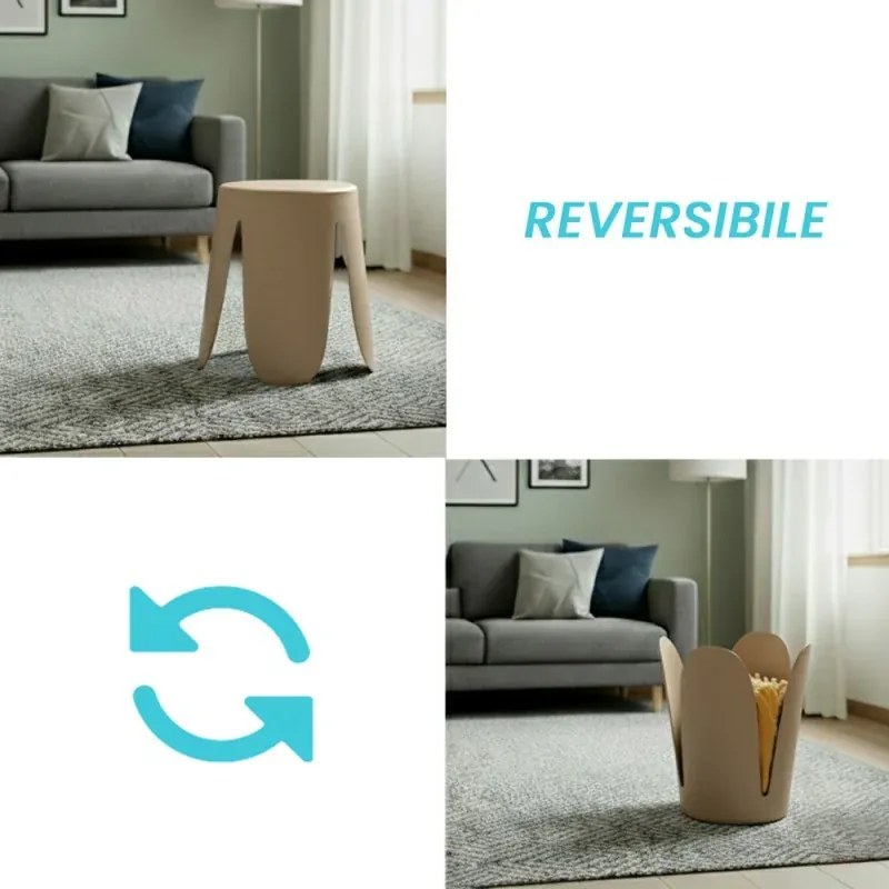 Sgabello per il bagno beige opaco con seduta imbottita e piedini antiscivolo Flores