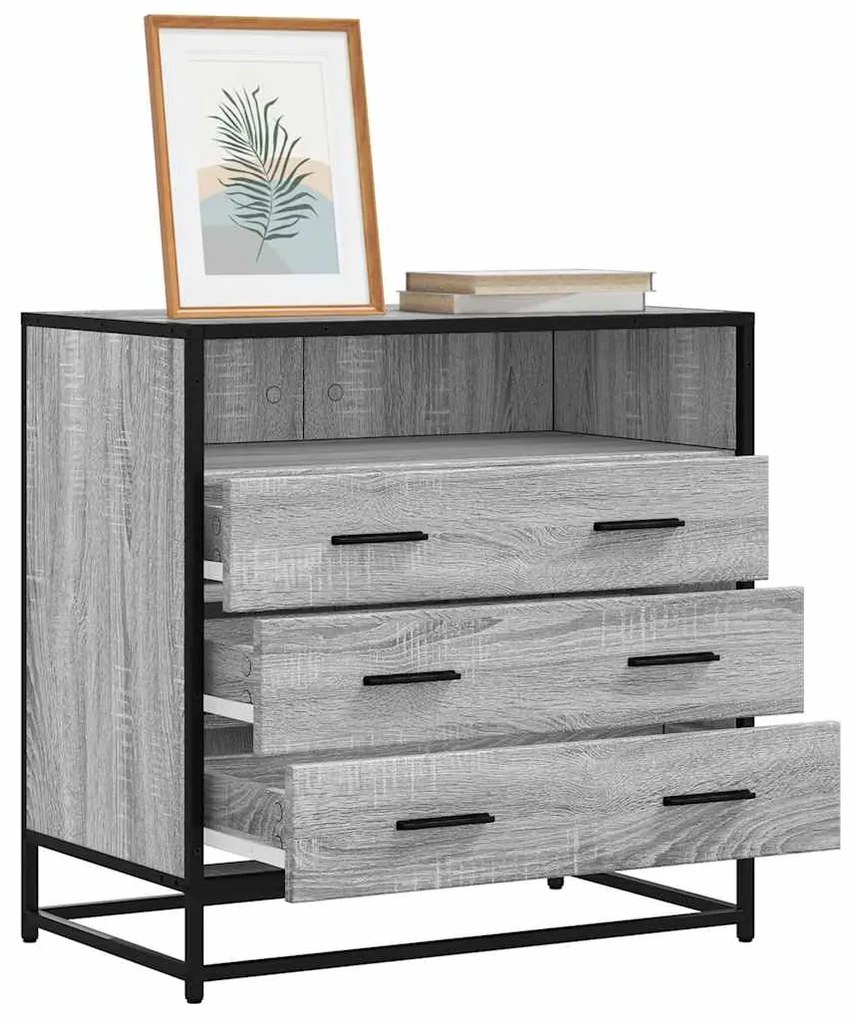 Cassettiera Grigio Sonoma 70x41x70 Cm İn Legno Multistrato /