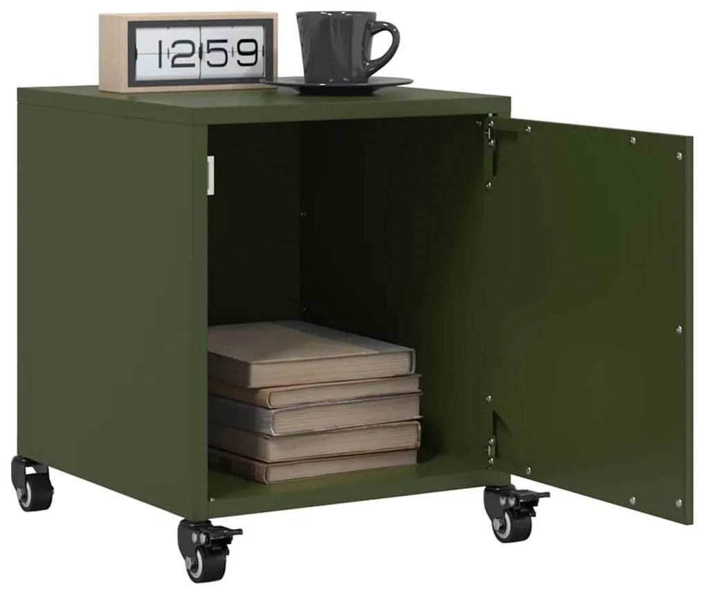 Comodini 2 Pz Verde Oliva 36x39x43,5 Cm İn Acciaio /
