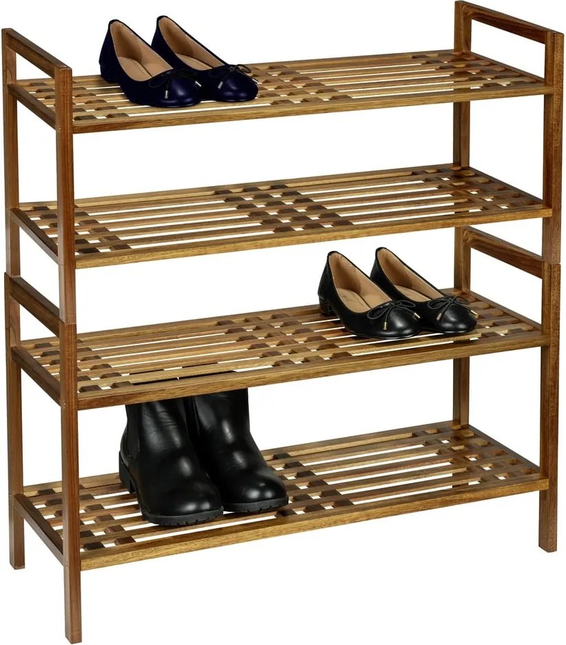 Scarpiera di colore naturale in acacia massiccia 69x40,5x27 cm Fondi – Wenko