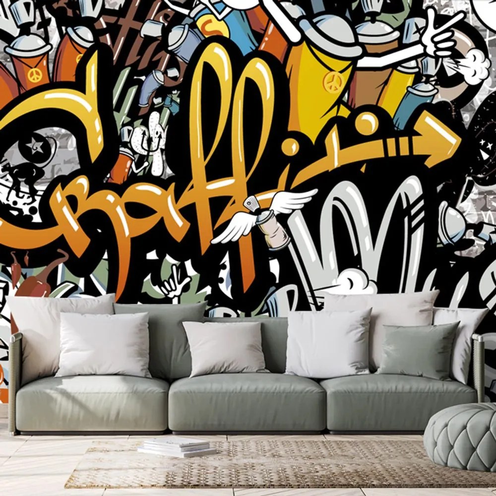 Carta da parati – Graffiti su muro di mattoni