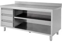 Tavolo 240x60x85 acciaio inox 430 a giorno alzatina cassetti ristorante RS4369