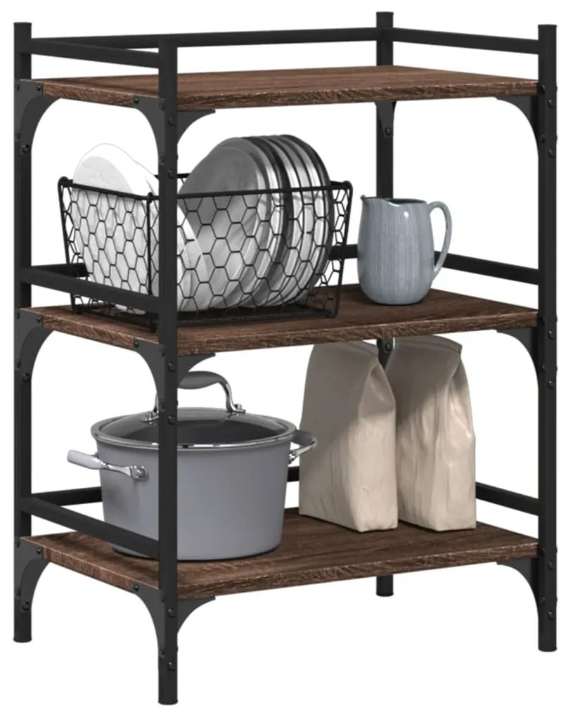 Carrello cucina rovere marrone 50x35x75,5 cm legno multistrato