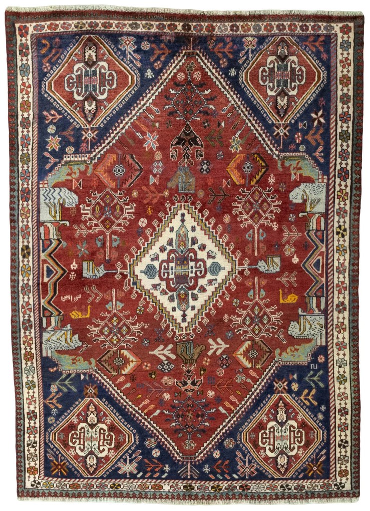 Shiraz Tappeto persiano 160 x 220 Rosso (Iran) Annodato A Mano