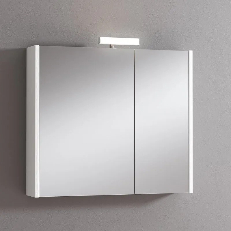 Pensile con luce Akira bianco frassinato L 80 x H 70 x P 15.5 cm