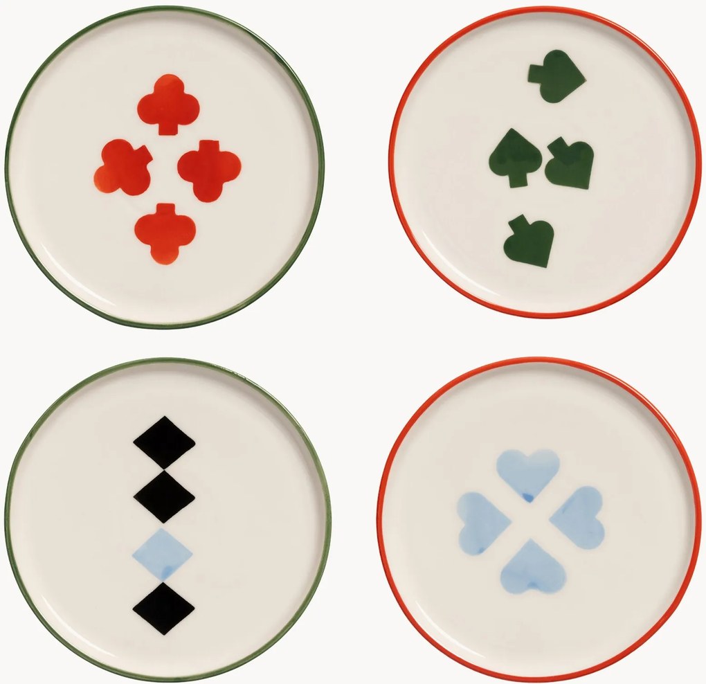 Set di 4 piatti da dessert dipinti a mano Deck