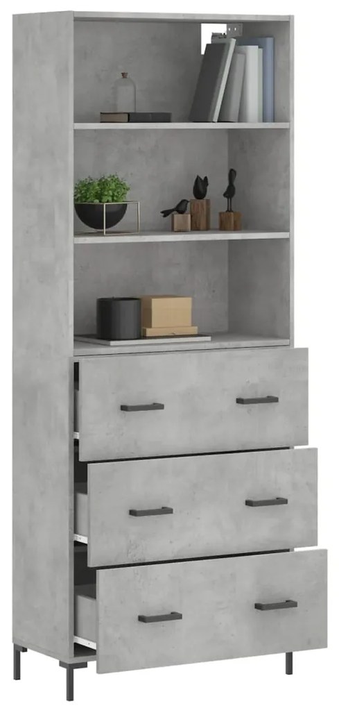 Credenza grigio cemento 69,5x34x180 cm in legno multistrato