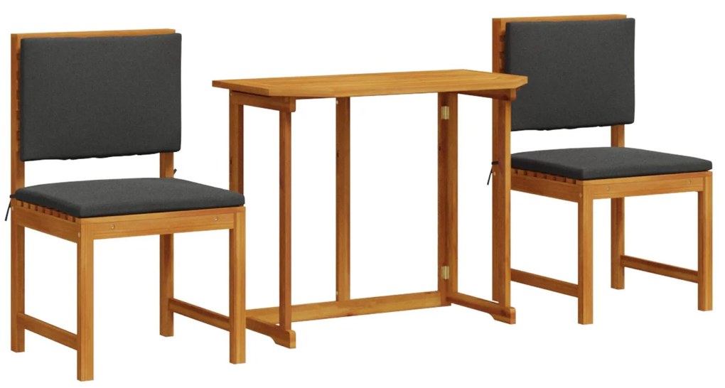 Set da pranzo da giardino 3 pezzi in legno massello di acacia