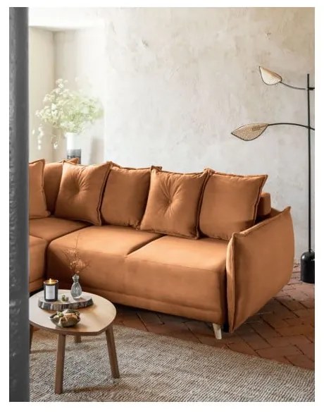 Divano letto in velluto a coste color mattone (variabile) Lazy Lukka - Miuform