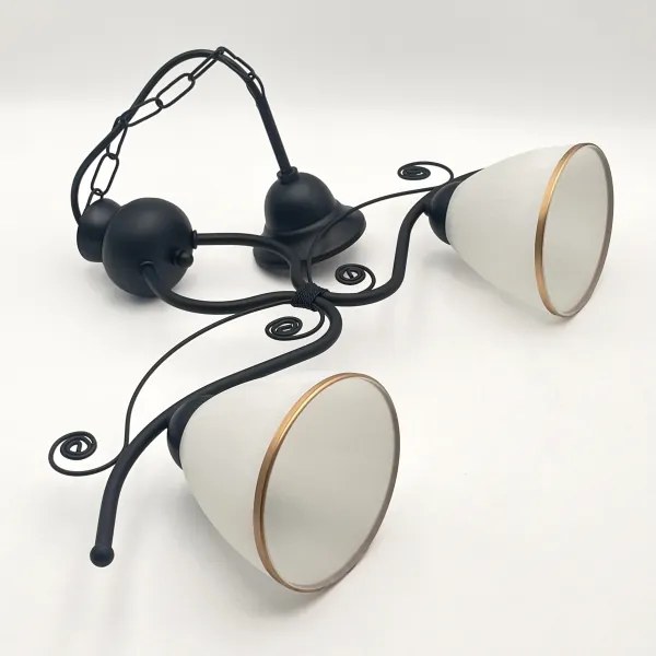 Lampadario a sospensione con catena RETRO 2xE27/60W/230V opaco nero