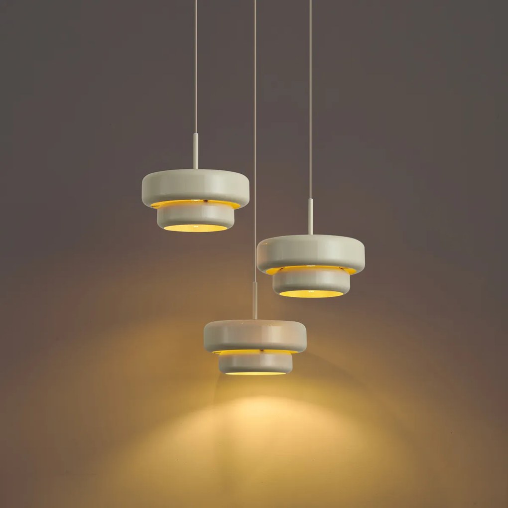Lampada a sospensione retrò beige con paralume in metallo 3 luci - Ophelia