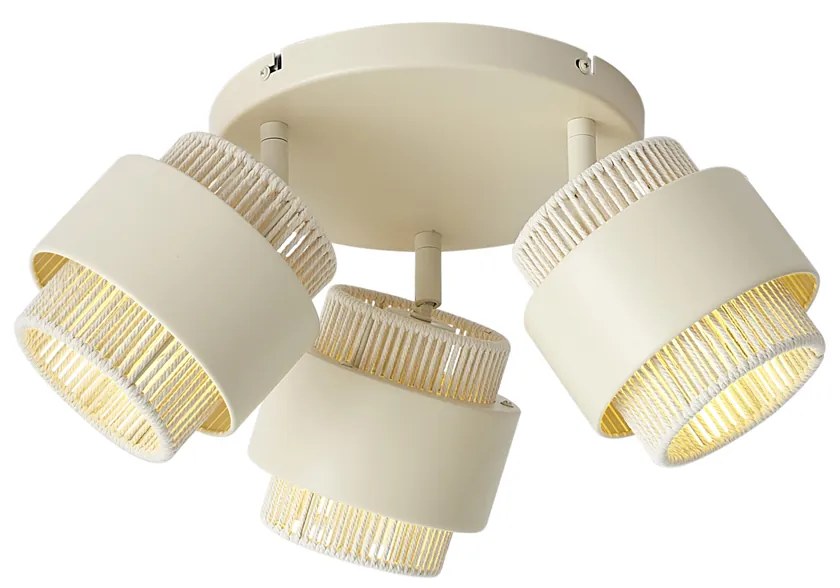 Faretto da soffitto moderno beige con oro 3 luci orientabile e inclinabile - Kora