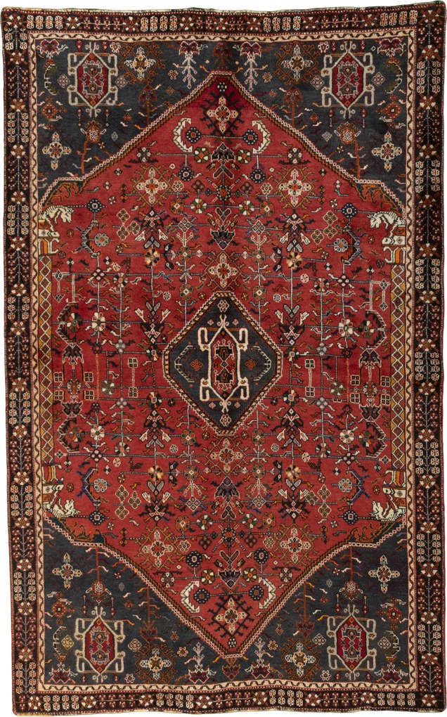 Shiraz Tappeto 160 x 260 Rosso (Iran) Annodato A Mano