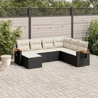 Set Divani da Giardino con Cuscini 7pz Nero Polyrattan 3227043