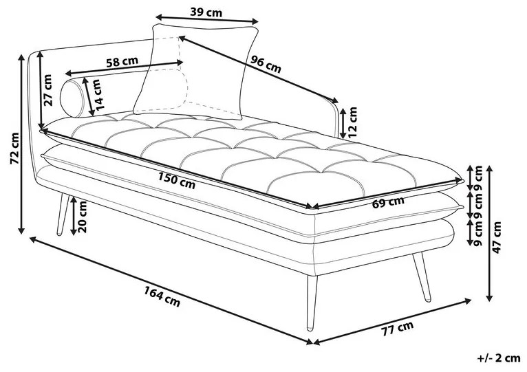 Chaise longue sinistra in velluto marrone e bianco GONESSE Beliani