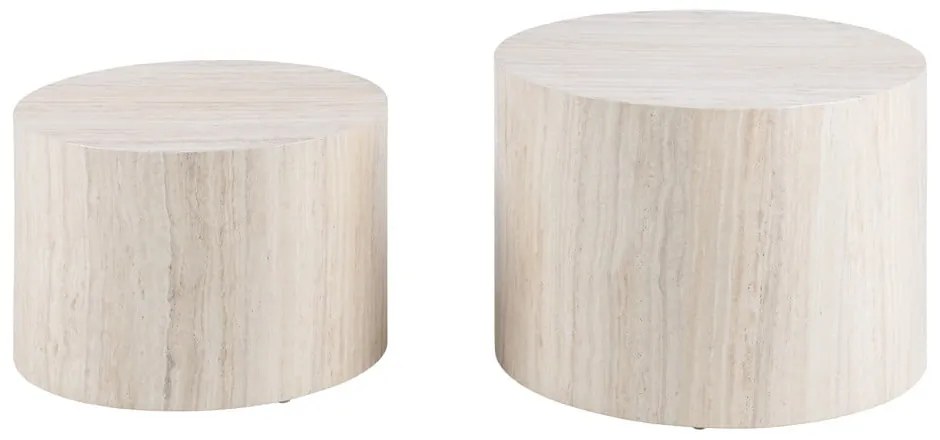 Tavolini rotondi beige con decoro in pietra in set di 2 pezzi ø 58 cm Dice - Actona