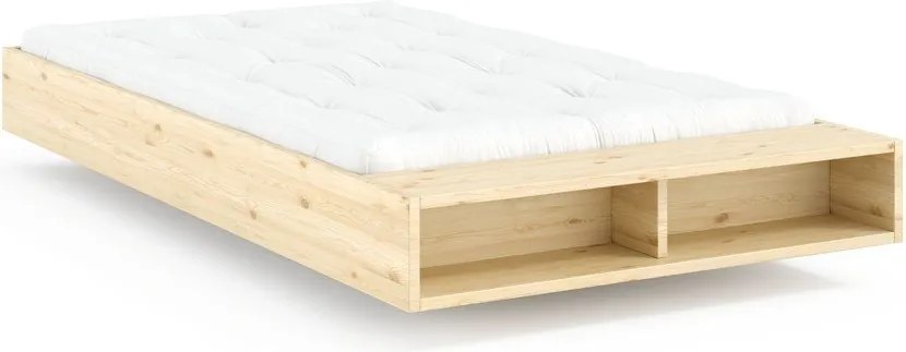 Letto singolo di colore naturale in pino massiccio senza testiera con rete inclusa 120x200 cm Merge – Karup