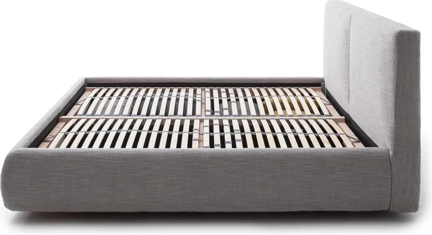 Letto matrimoniale imbottito grigio con contenitore con rete inclusa 180x200 cm Atesio – Meise Möbel