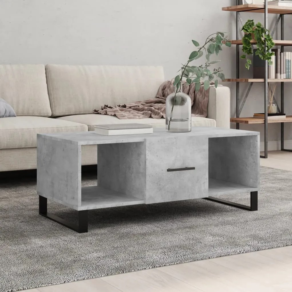 Tavolino salotto grigio cemento 102x50x40 cm legno multistrato