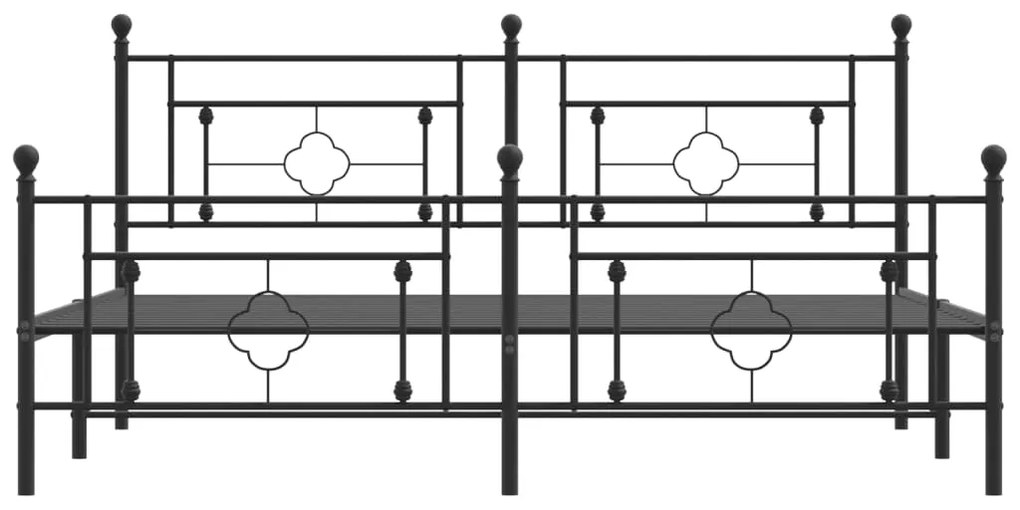 Giroletto con Testiera e Pediera Metallo Nero 183x213 cm