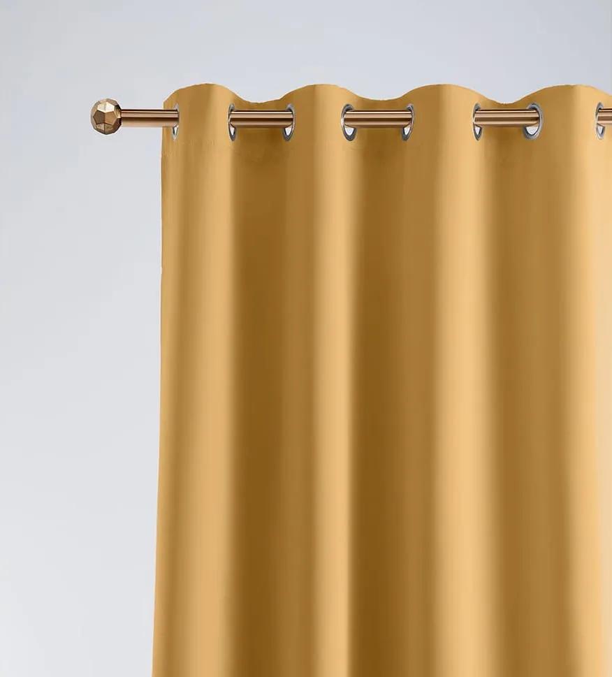 Lussuosa tenda ad anelli oscurante in giallo senape 140 x 280 cm