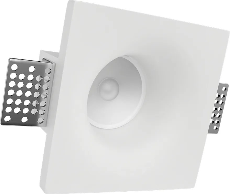Portafaretto Quadrato 100x100 mm GU10 in Gesso Pitturabile Curvo