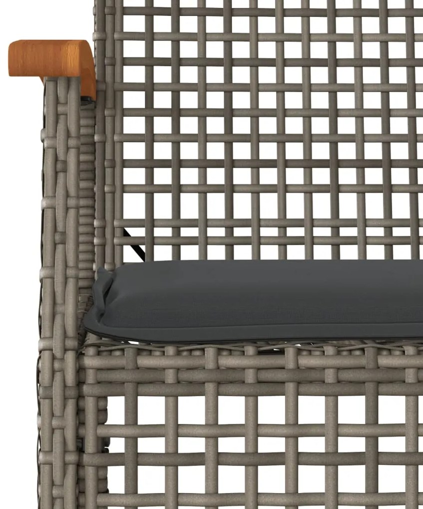 Set da pranzo da giardino 7 pz con cuscini in polyrattan grigio