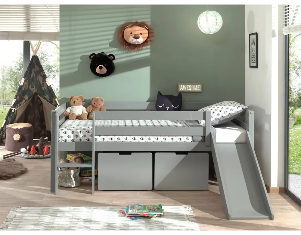 Cassetti grigi sotto il letto dei bambini 2 pezzi Pino - Vipack