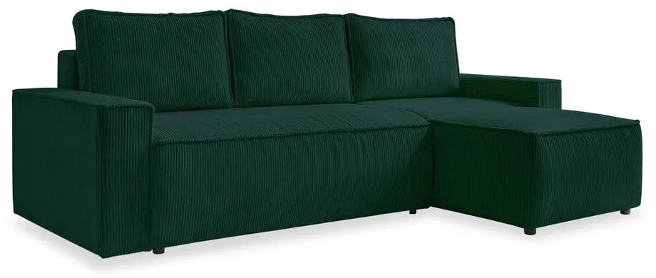 Divano letto angolare in velluto a coste verde scuro Brave Dave - Miuform