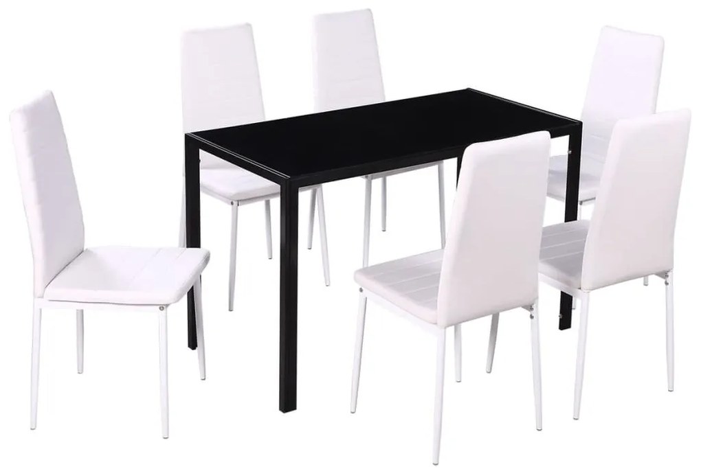 Set da pranzo 7 pz nero e bianco