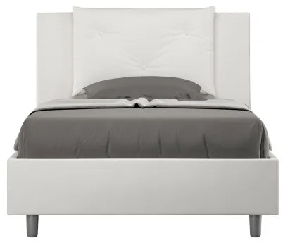 Letto una piazza e mezza contenitore imbottito 120x200 similpelle bianco Appia
