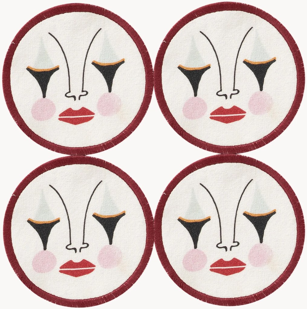 Set di 4 sottobicchieri dipinti a mano Pierrot