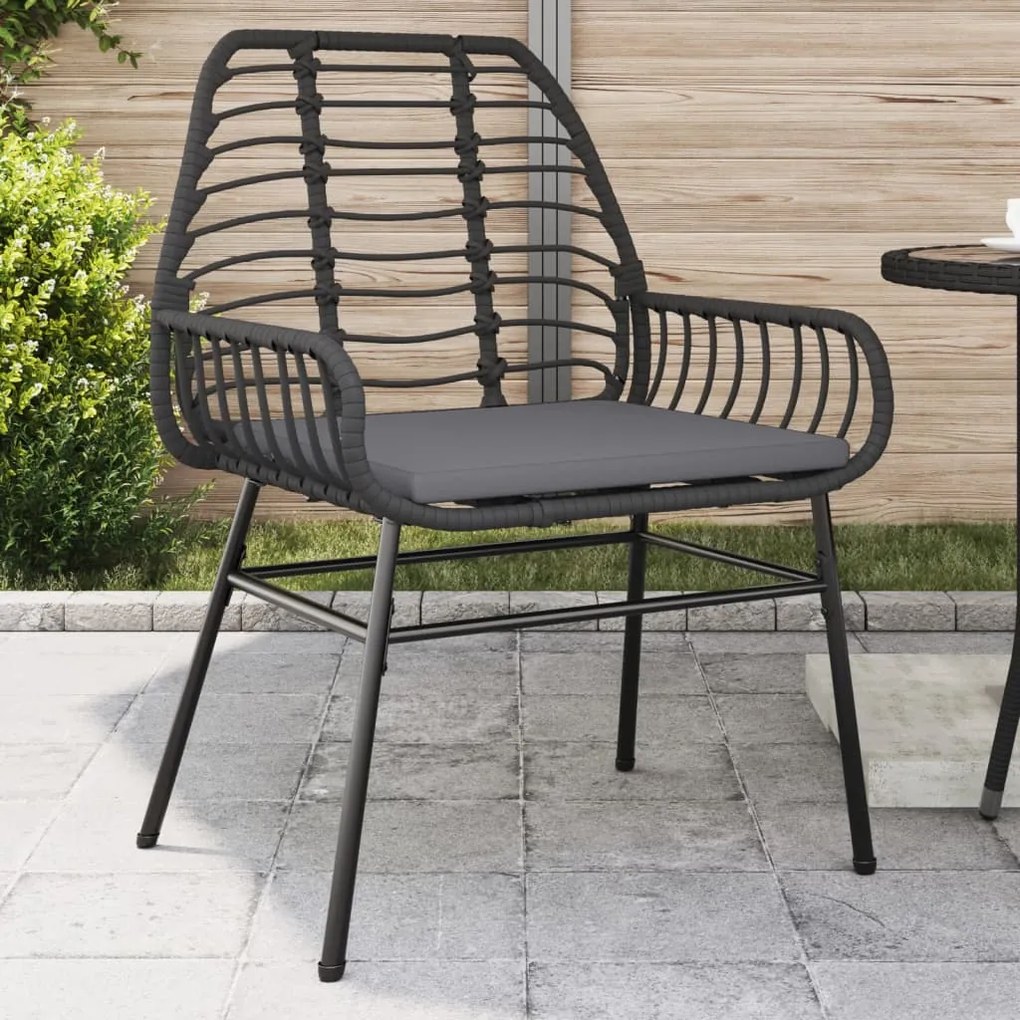 Sedie da giardino con cuscini 2 pz nere in polyrattan