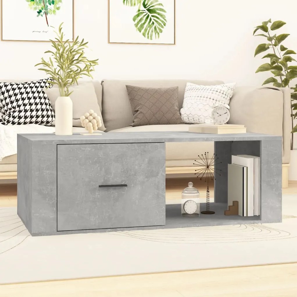 Tavolino Salotto Grigio Cemento 100x50,5x35cm Legno Multistrato /