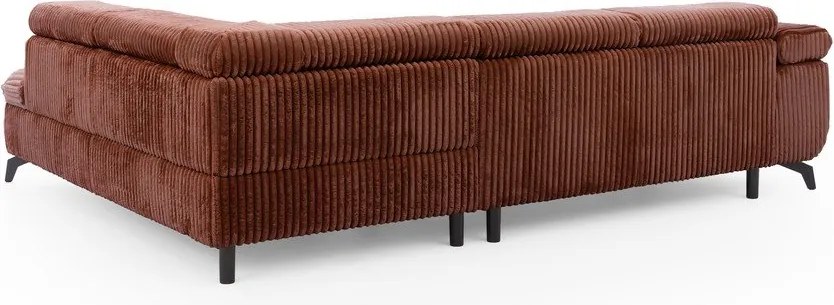 Divano angolare color terracotta (con penisola a destra/a L) con rivestimento in velluto a coste Marbeya – Ropez