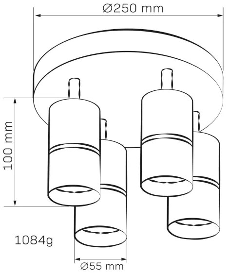 Faretto BAMBOO 4xGU10/10W/230V nero