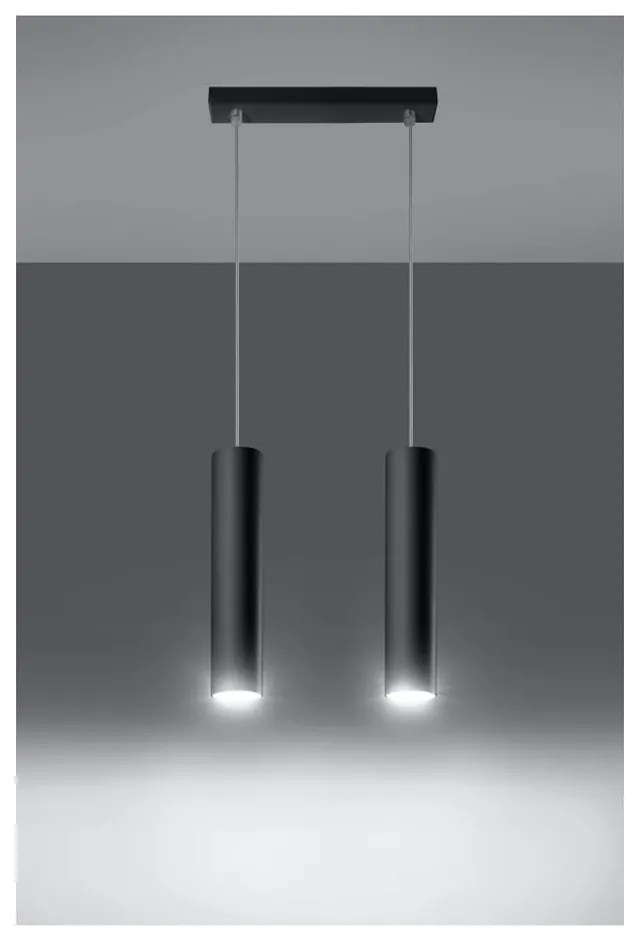 Lampadario nero in metallo Castro – Sollux