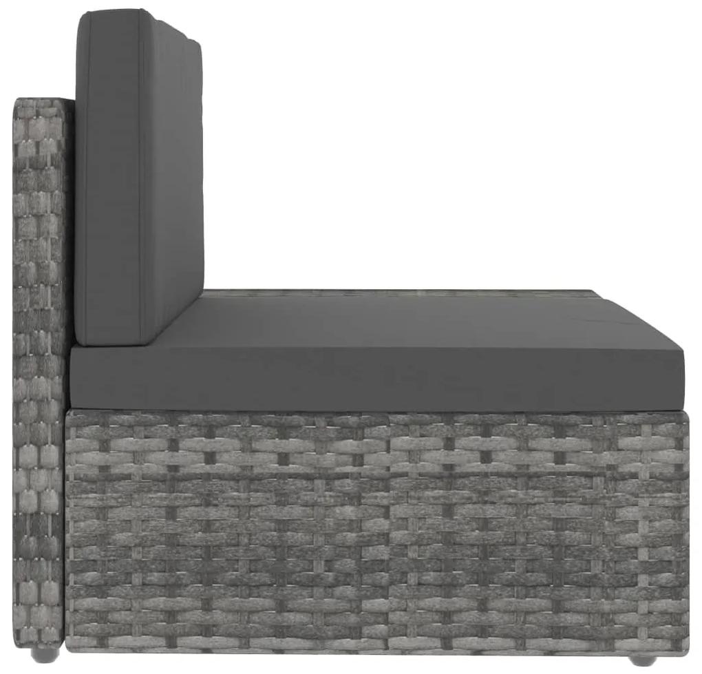 Divano modulare a 2 posti in polyrattan grigio