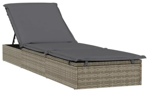 Lettini Prendisole 2pz con Tavolino Grigio in Polyrattan