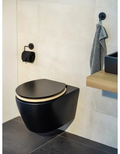 WENKO 25772100 - Sedile WC BAMBUZA 37x44 cm nero/marrone/cromo lucido