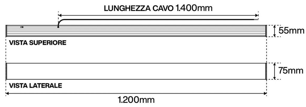 Lampada Lineare LED da Soffitto 42W 120cm Nera con driver Philips