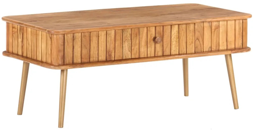 Tavolino Da Salotto 100x50x40 Cm İn Legno Massello Di Acacia /